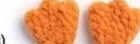 Two small orange chenille penguin feet, webbed and rounded at the front