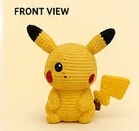 Finished Pikachu amigurumi viewed from the front
